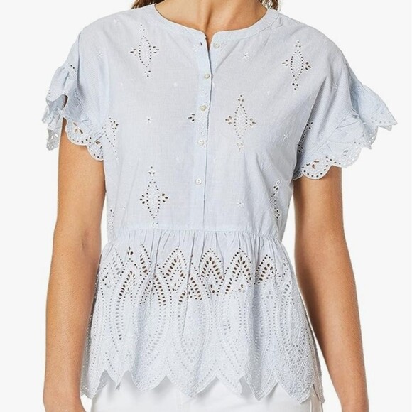 Joie Cerelia Eyelet Top in Light Blue - Picture 1 of 12